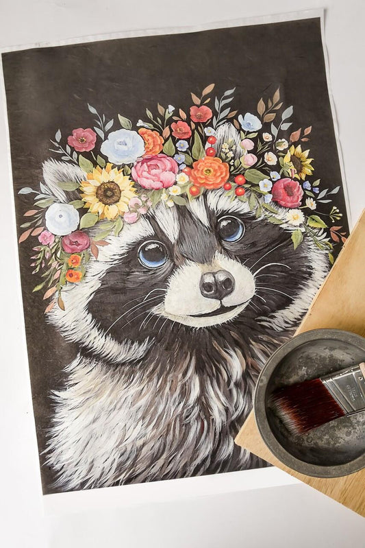 Clever Raccoon - Rice Decoupage Paper
