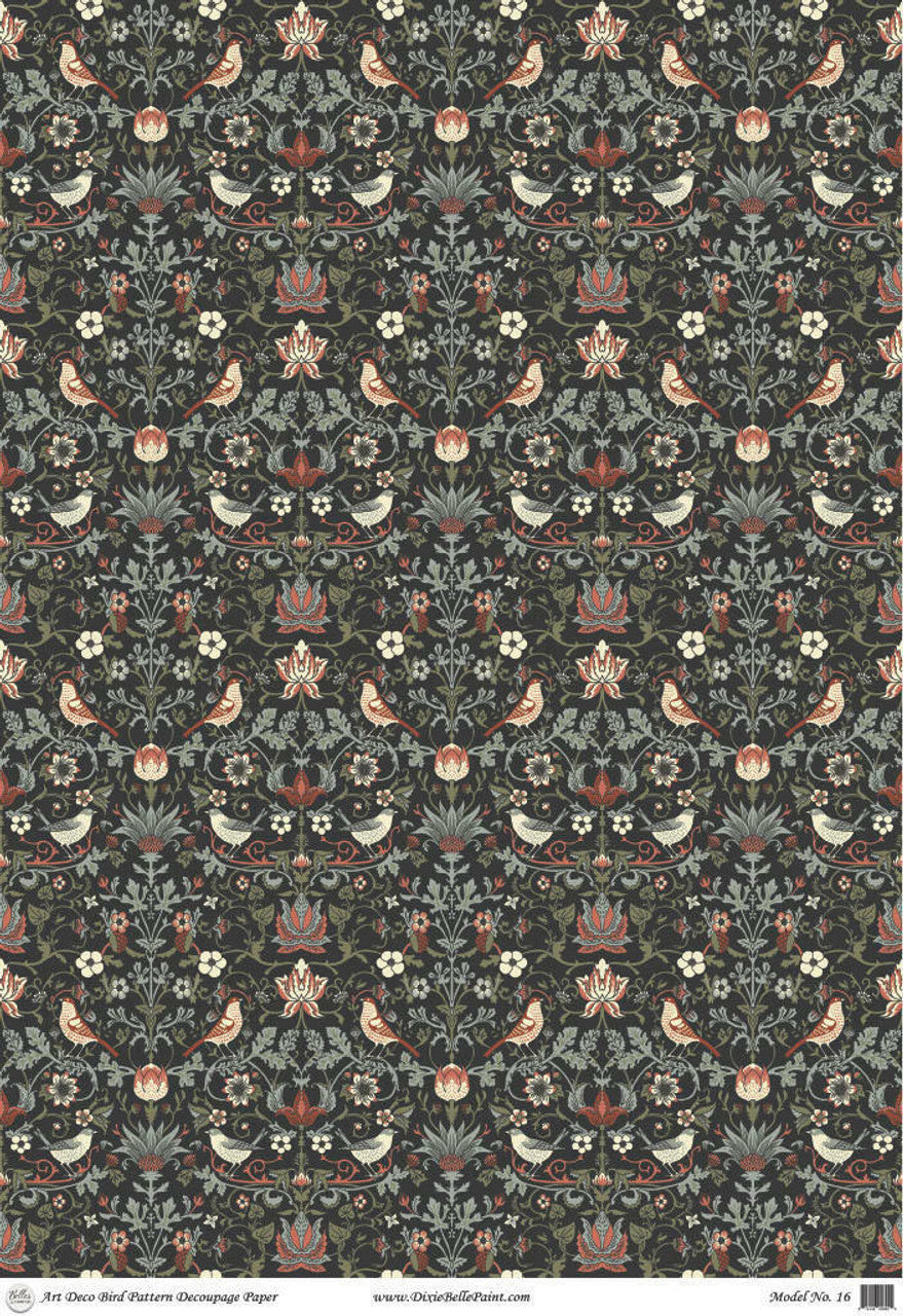 Art Deco Bird Pattern - A1 Rice Decoupage Paper