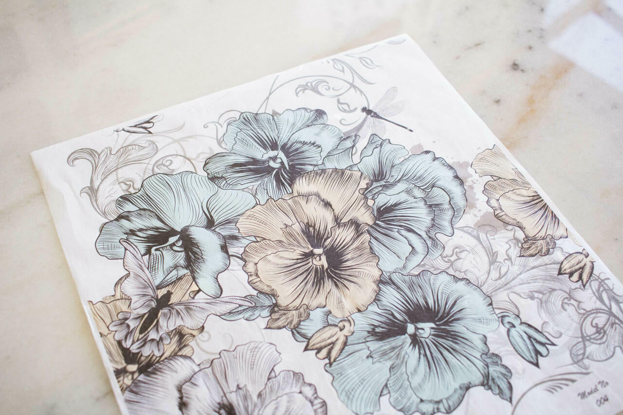 Blue and Yellow Floral - Rice Decoupage Paper