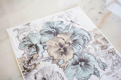 Blue and Yellow Floral - Rice Decoupage Paper