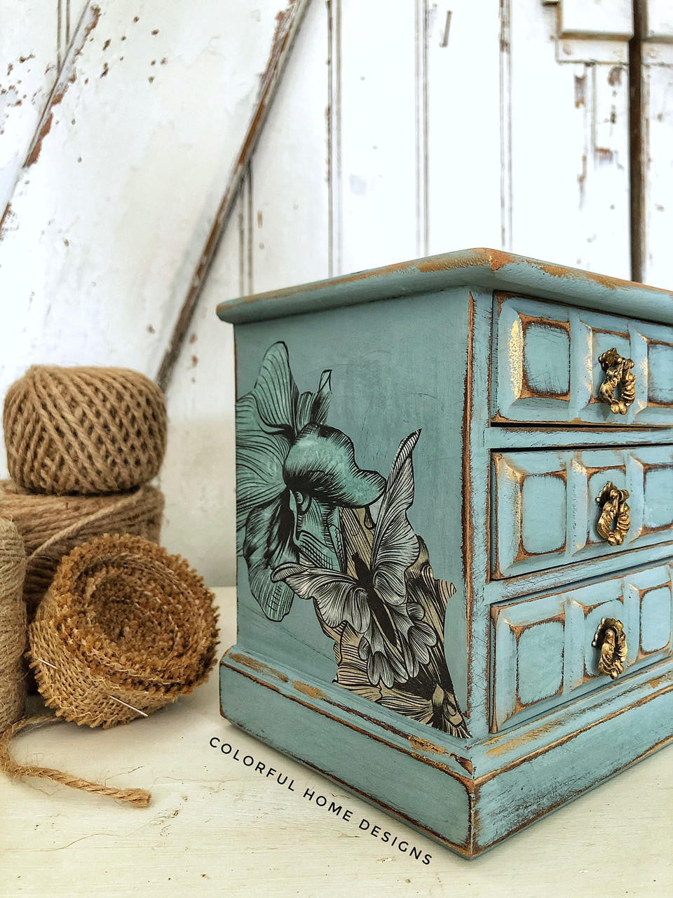 Blue and Yellow Floral - Rice Decoupage Paper