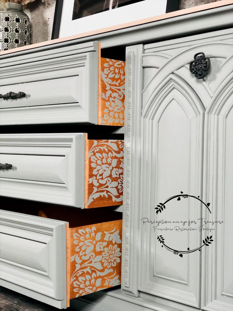 Tea Towel Floral - Stencil