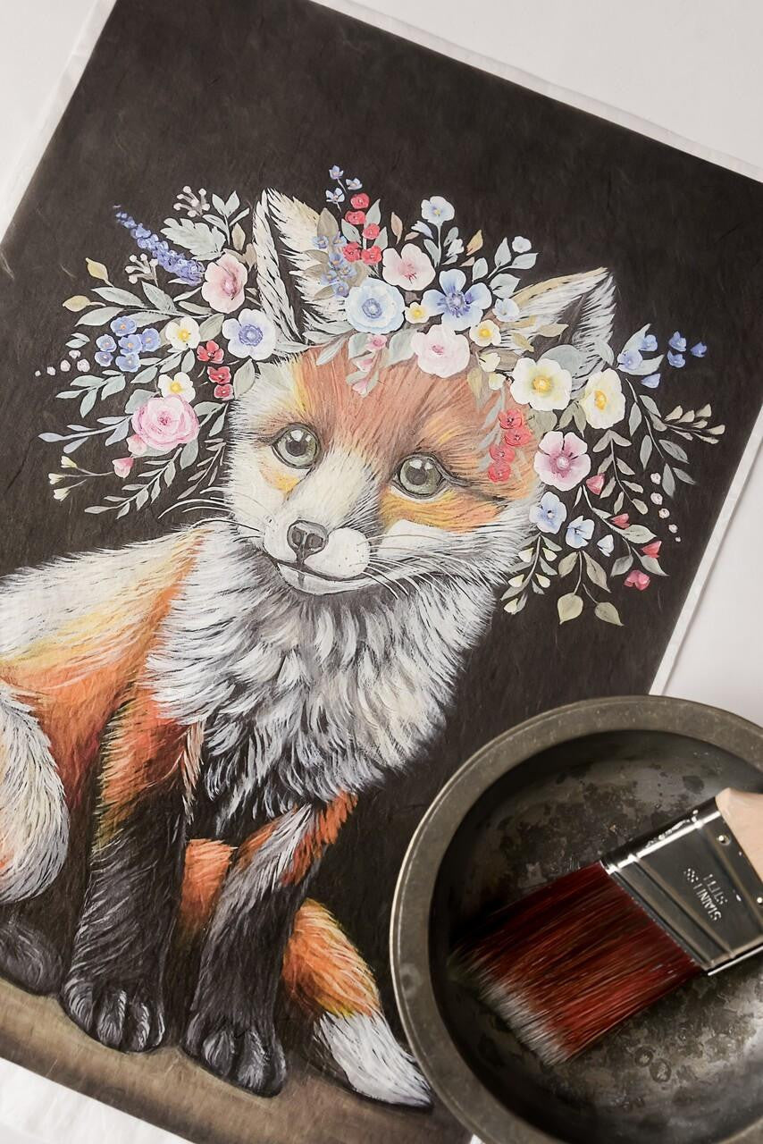 Floraison Fox - Rice Decoupage Paper