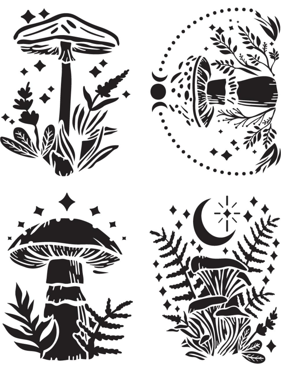 Moonlit Mushrooms - Stencil
