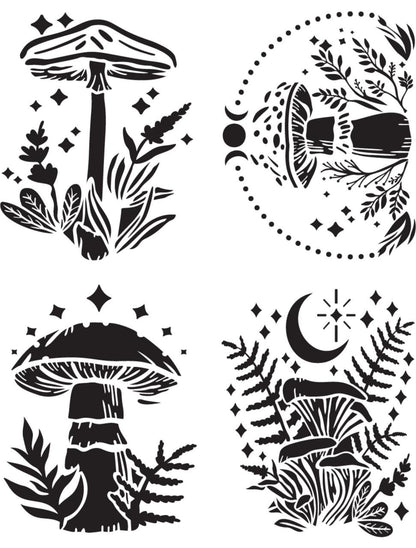 Moonlit Mushrooms - Stencil