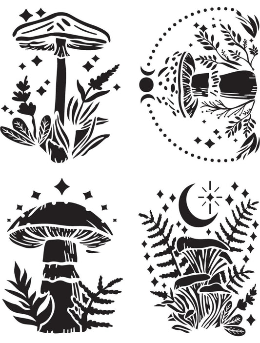 Moonlit Mushrooms - Stencil